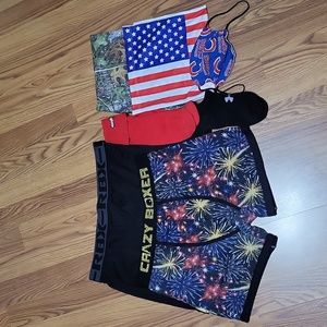 Mens 7 pc clothing accessory lot boxer briefs socks face mask nwot us flag cubs